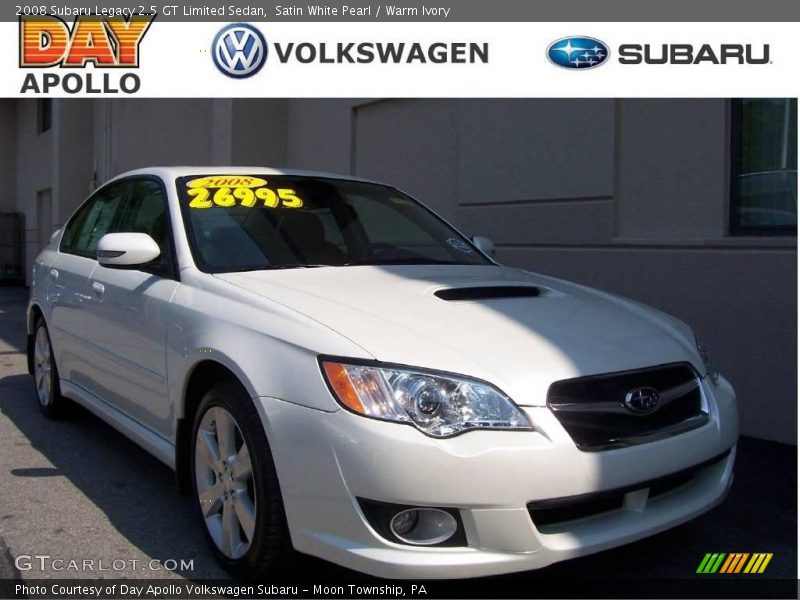 Satin White Pearl / Warm Ivory 2008 Subaru Legacy 2.5 GT Limited Sedan