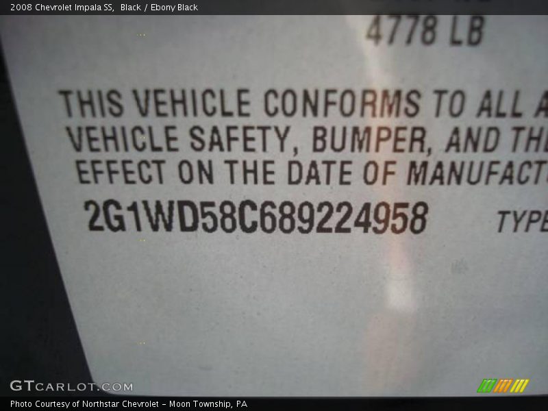 Black / Ebony Black 2008 Chevrolet Impala SS