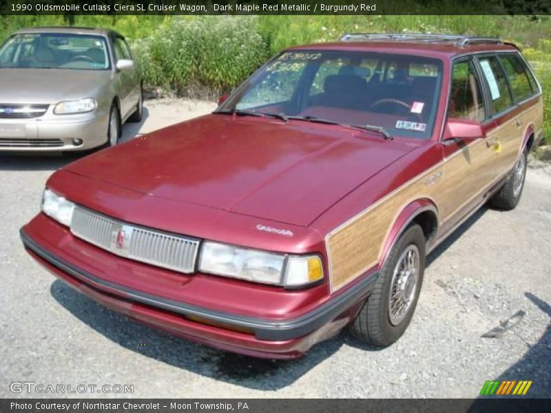 Dark Maple Red Metallic / Burgundy Red 1990 Oldsmobile Cutlass Ciera SL Cruiser Wagon