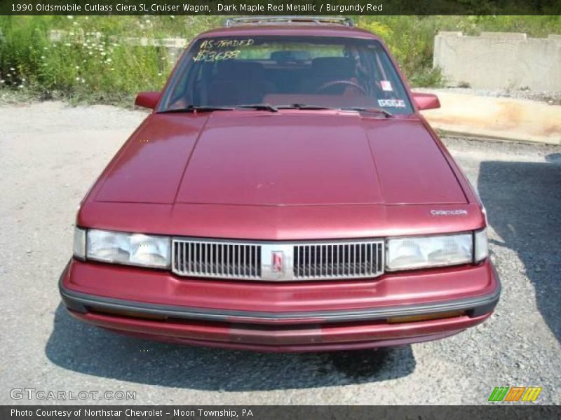 Dark Maple Red Metallic / Burgundy Red 1990 Oldsmobile Cutlass Ciera SL Cruiser Wagon