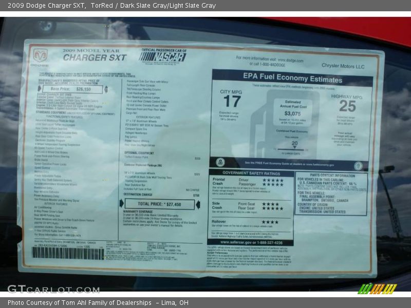 TorRed / Dark Slate Gray/Light Slate Gray 2009 Dodge Charger SXT