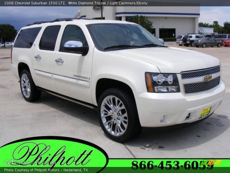 White Diamond Tricoat / Light Cashmere/Ebony 2008 Chevrolet Suburban 1500 LTZ