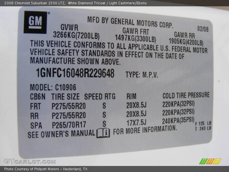 White Diamond Tricoat / Light Cashmere/Ebony 2008 Chevrolet Suburban 1500 LTZ
