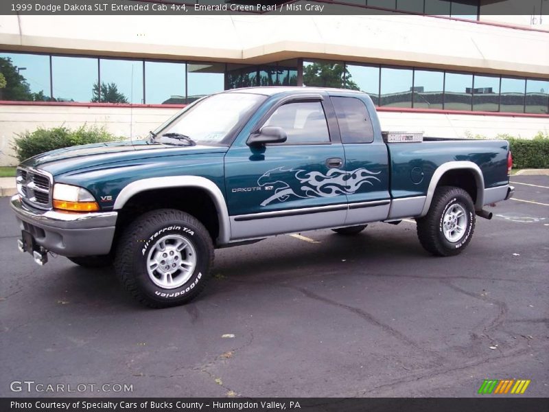 Emerald Green Pearl / Mist Gray 1999 Dodge Dakota SLT Extended Cab 4x4