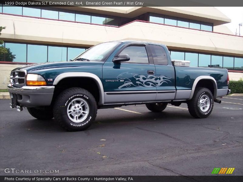 Emerald Green Pearl / Mist Gray 1999 Dodge Dakota SLT Extended Cab 4x4