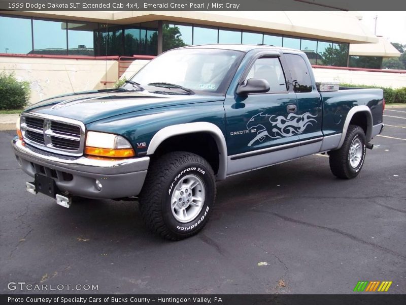 Emerald Green Pearl / Mist Gray 1999 Dodge Dakota SLT Extended Cab 4x4