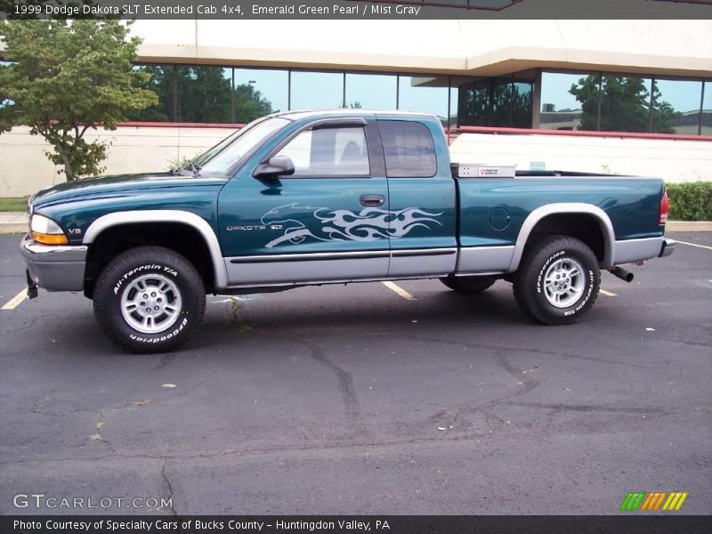 Emerald Green Pearl / Mist Gray 1999 Dodge Dakota SLT Extended Cab 4x4
