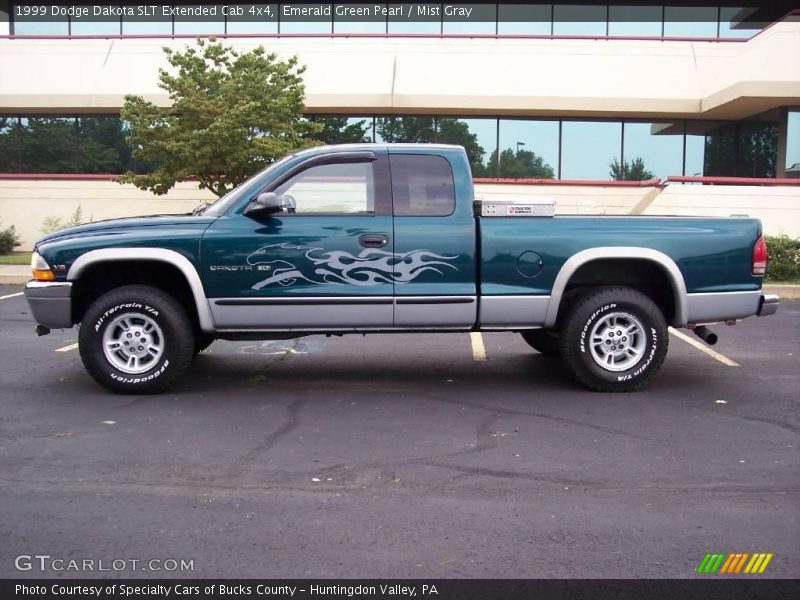 Emerald Green Pearl / Mist Gray 1999 Dodge Dakota SLT Extended Cab 4x4
