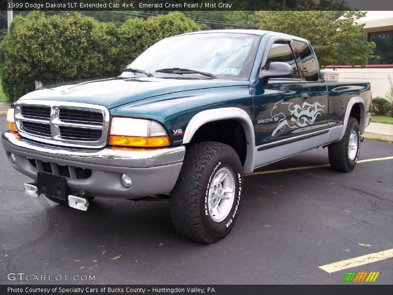Emerald Green Pearl / Mist Gray 1999 Dodge Dakota SLT Extended Cab 4x4