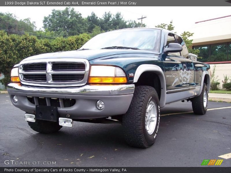 Emerald Green Pearl / Mist Gray 1999 Dodge Dakota SLT Extended Cab 4x4