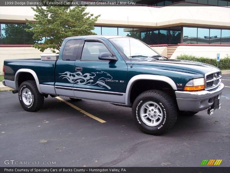 Emerald Green Pearl / Mist Gray 1999 Dodge Dakota SLT Extended Cab 4x4