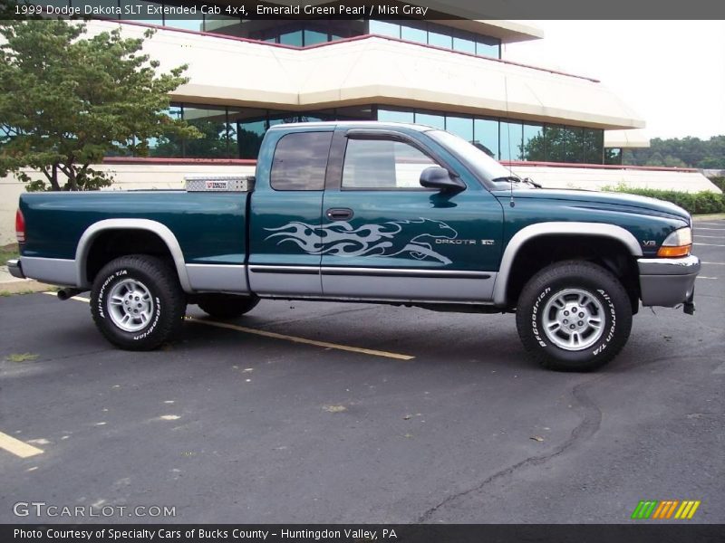 Emerald Green Pearl / Mist Gray 1999 Dodge Dakota SLT Extended Cab 4x4