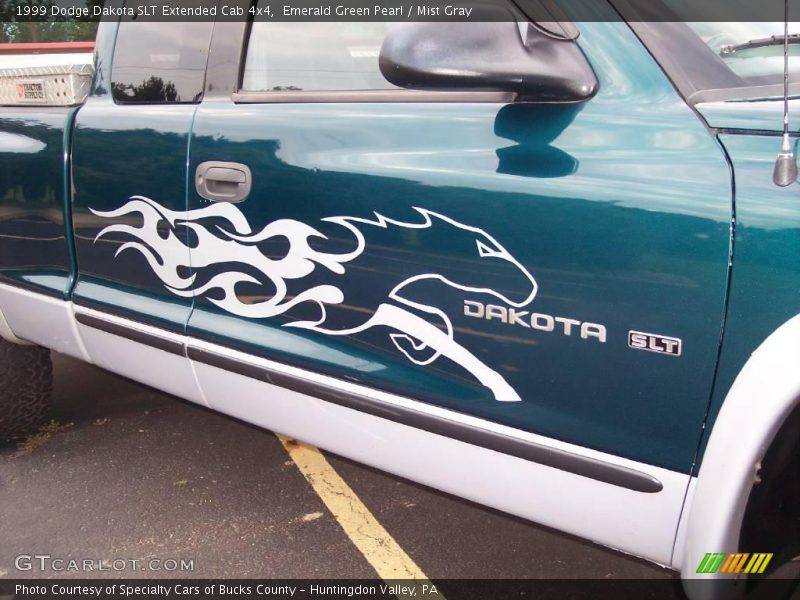 Emerald Green Pearl / Mist Gray 1999 Dodge Dakota SLT Extended Cab 4x4