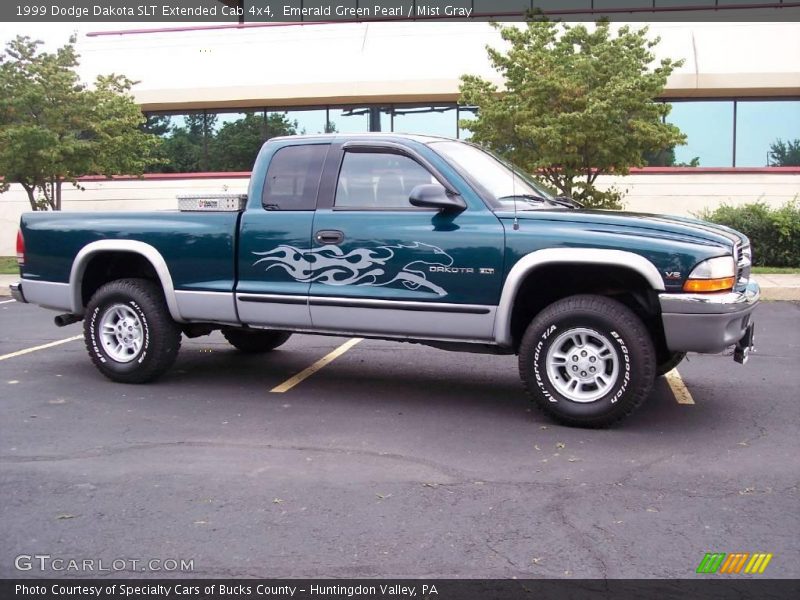 Emerald Green Pearl / Mist Gray 1999 Dodge Dakota SLT Extended Cab 4x4