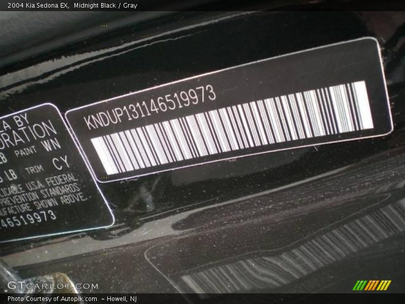 Midnight Black / Gray 2004 Kia Sedona EX