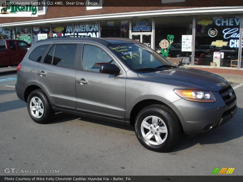 Steel Gray / Beige 2009 Hyundai Santa Fe GLS 4WD