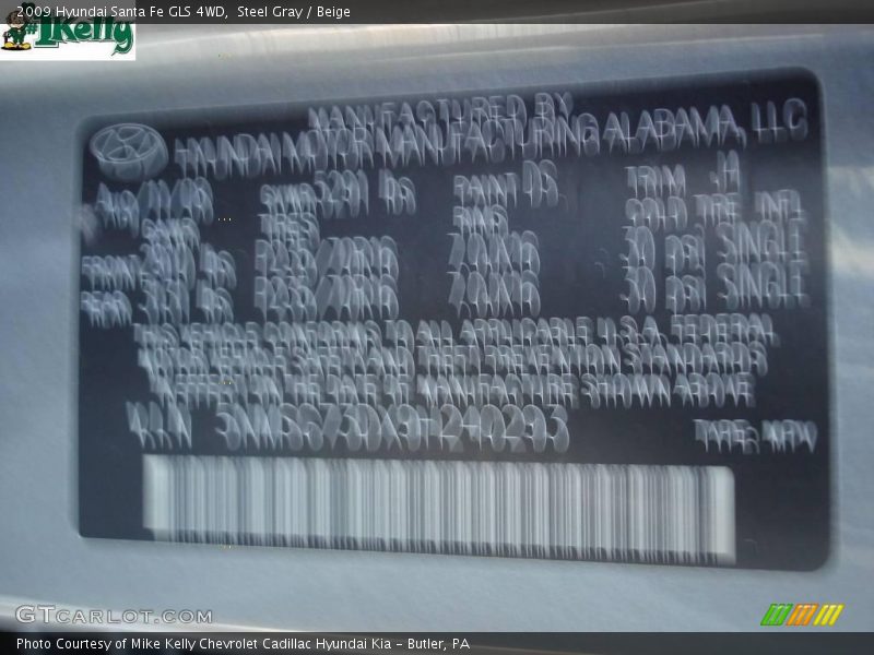 Steel Gray / Beige 2009 Hyundai Santa Fe GLS 4WD