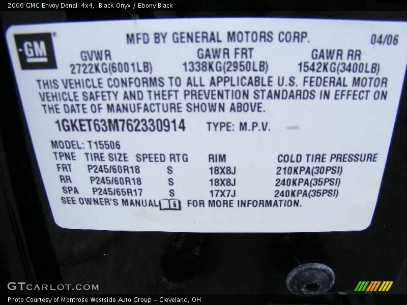 Black Onyx / Ebony Black 2006 GMC Envoy Denali 4x4