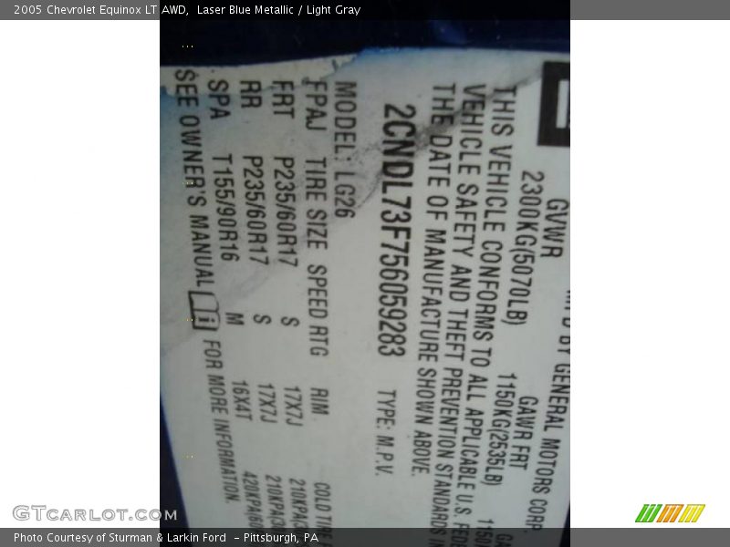 Laser Blue Metallic / Light Gray 2005 Chevrolet Equinox LT AWD