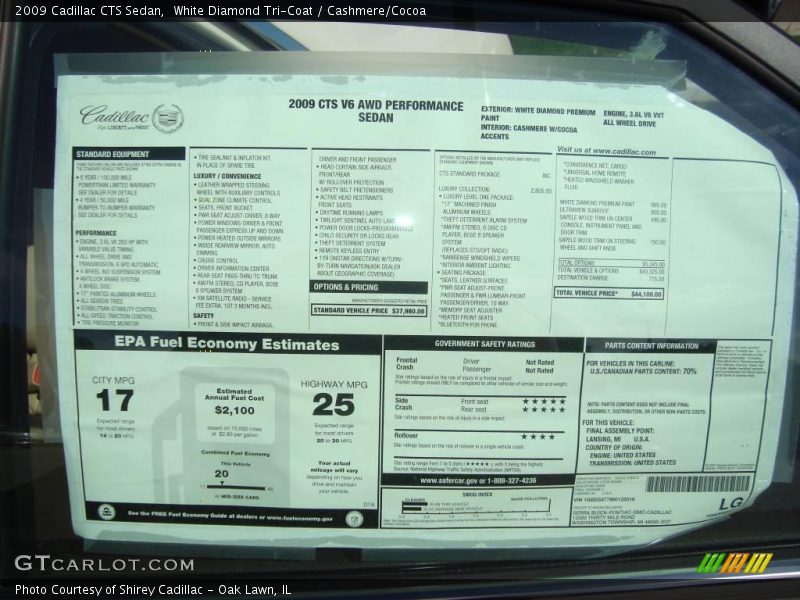 White Diamond Tri-Coat / Cashmere/Cocoa 2009 Cadillac CTS Sedan