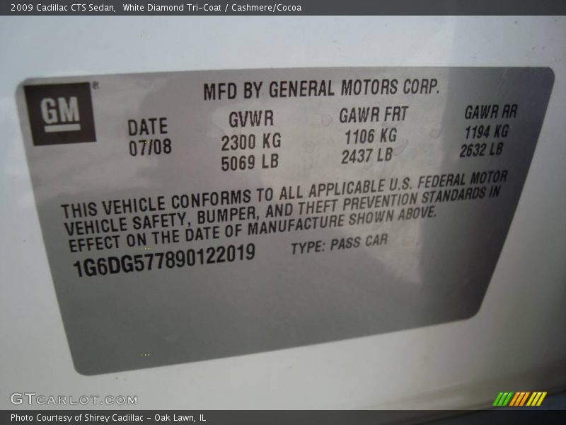 White Diamond Tri-Coat / Cashmere/Cocoa 2009 Cadillac CTS Sedan