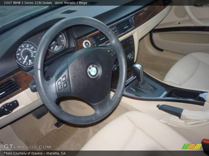Arctic Metallic / Beige 2007 BMW 3 Series 328i Sedan