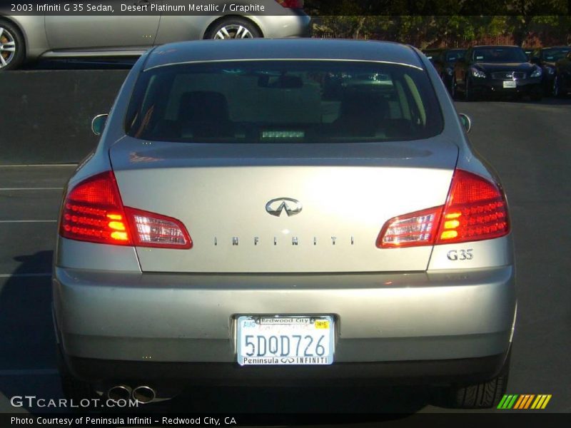Desert Platinum Metallic / Graphite 2003 Infiniti G 35 Sedan