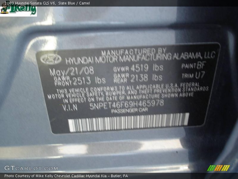 Slate Blue / Camel 2009 Hyundai Sonata GLS V6