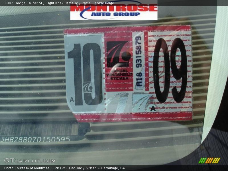 Light Khaki Metallic / Pastel Pebble Beige 2007 Dodge Caliber SE