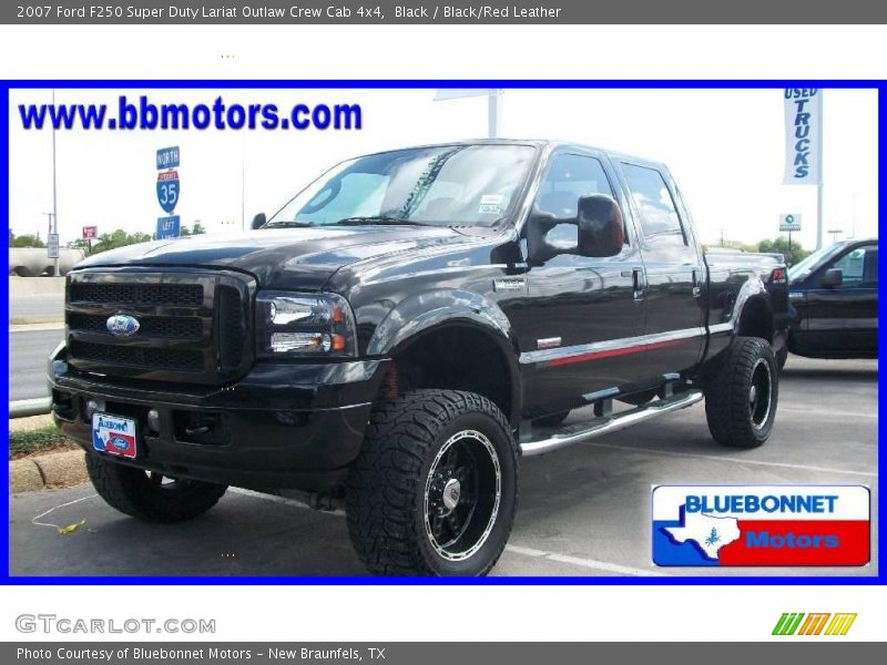 Black / Black/Red Leather 2007 Ford F250 Super Duty Lariat Outlaw Crew Cab 4x4