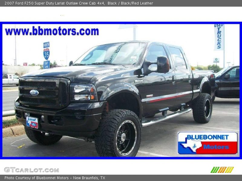 Black / Black/Red Leather 2007 Ford F250 Super Duty Lariat Outlaw Crew Cab 4x4