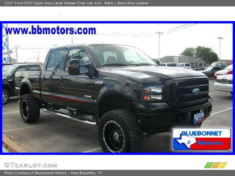 Black / Black/Red Leather 2007 Ford F250 Super Duty Lariat Outlaw Crew Cab 4x4