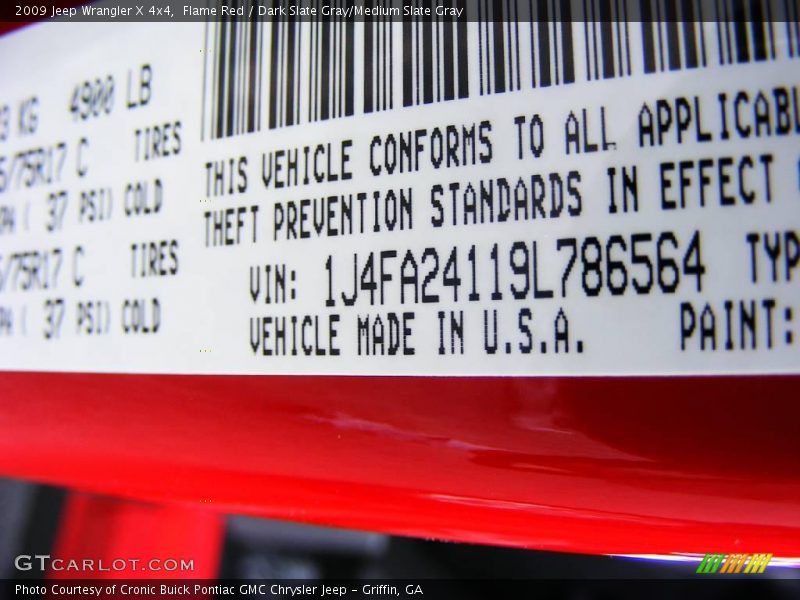 Flame Red / Dark Slate Gray/Medium Slate Gray 2009 Jeep Wrangler X 4x4