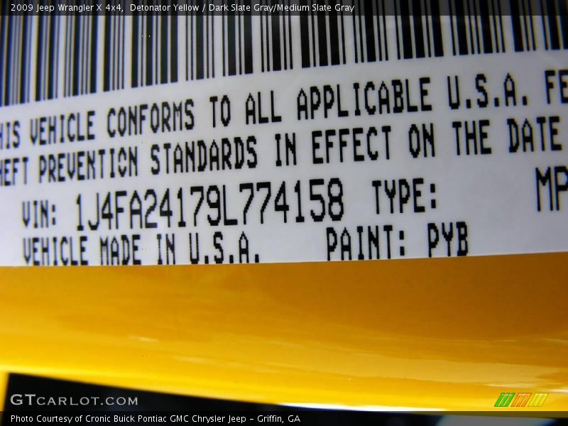 Detonator Yellow / Dark Slate Gray/Medium Slate Gray 2009 Jeep Wrangler X 4x4