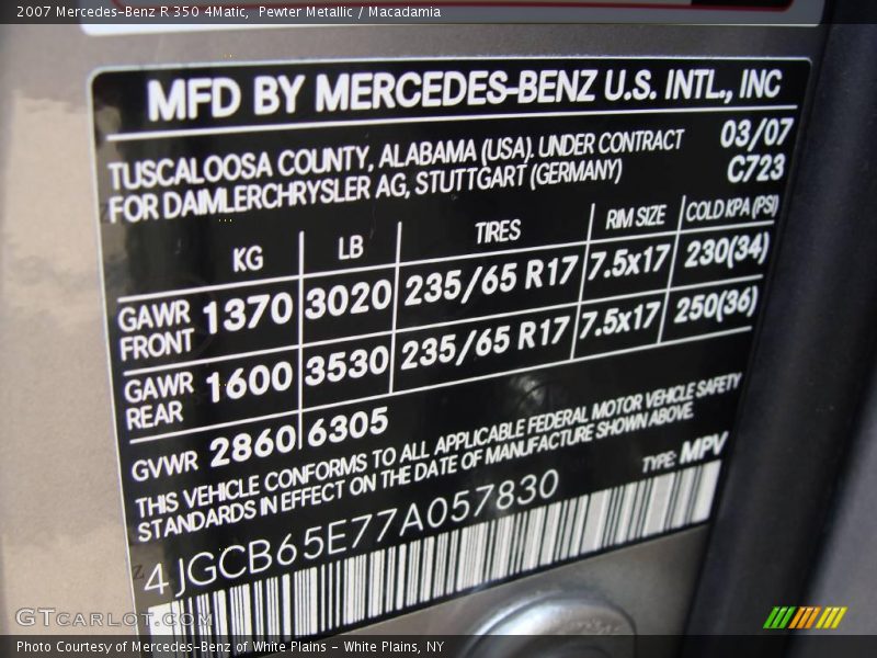 Pewter Metallic / Macadamia 2007 Mercedes-Benz R 350 4Matic
