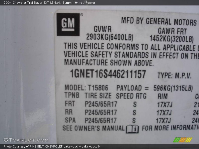 Summit White / Pewter 2004 Chevrolet TrailBlazer EXT LS 4x4