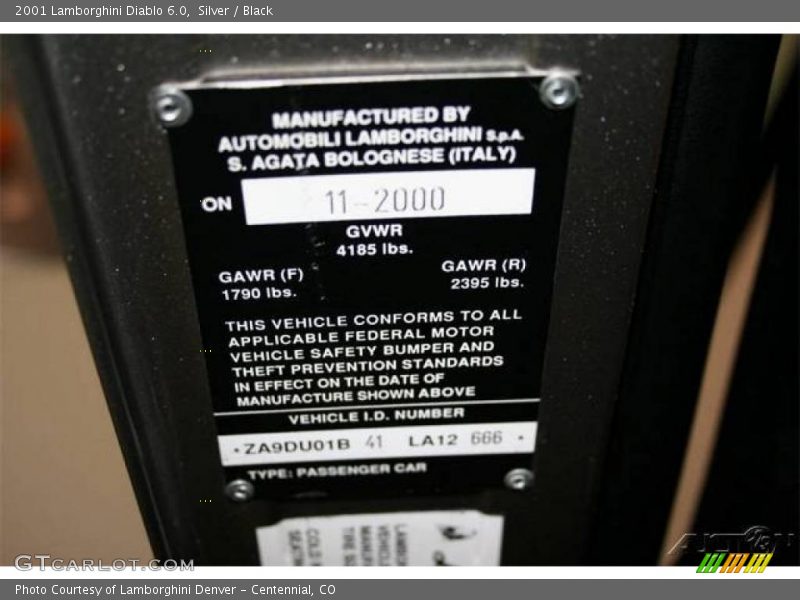 Info Tag of 2001 Diablo 6.0