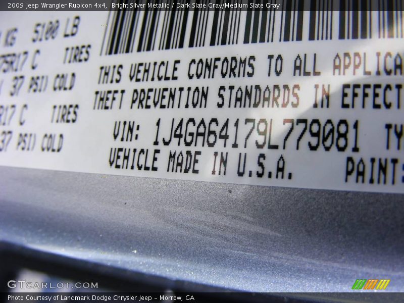 Bright Silver Metallic / Dark Slate Gray/Medium Slate Gray 2009 Jeep Wrangler Rubicon 4x4