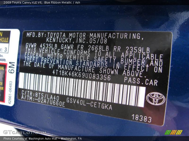Blue Ribbon Metallic / Ash 2009 Toyota Camry XLE V6