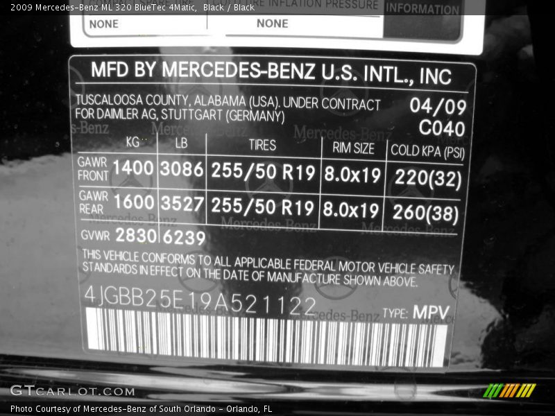 Black / Black 2009 Mercedes-Benz ML 320 BlueTec 4Matic