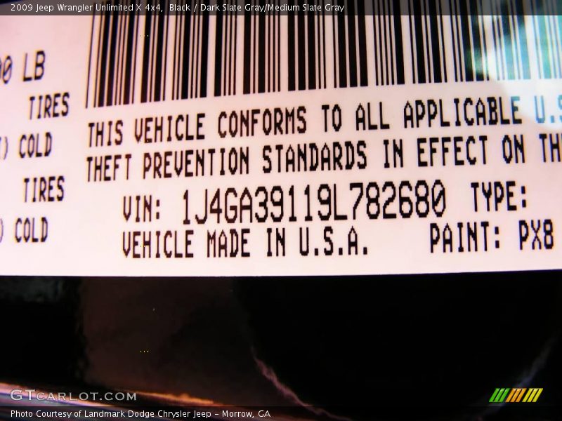 Black / Dark Slate Gray/Medium Slate Gray 2009 Jeep Wrangler Unlimited X 4x4