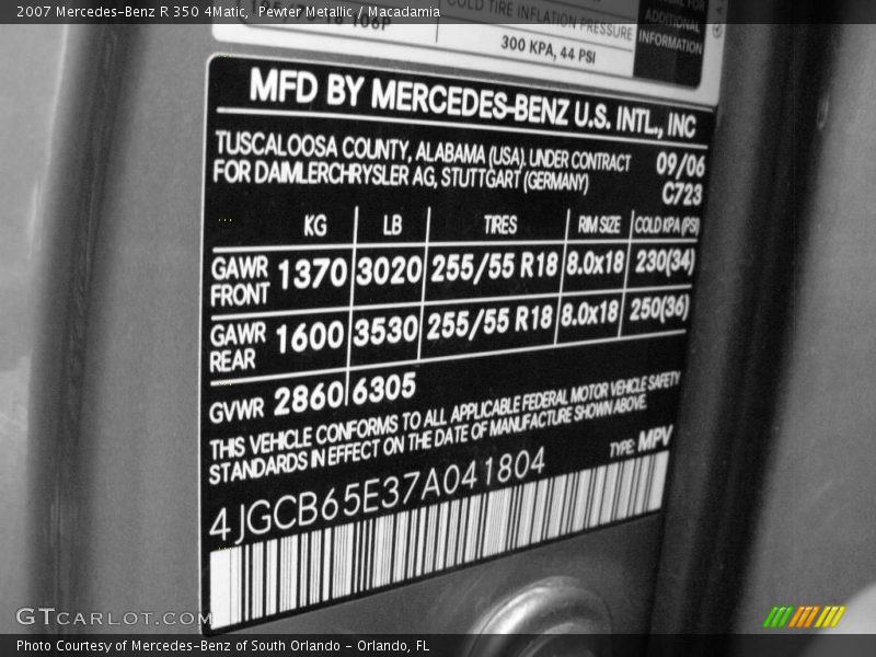 Pewter Metallic / Macadamia 2007 Mercedes-Benz R 350 4Matic