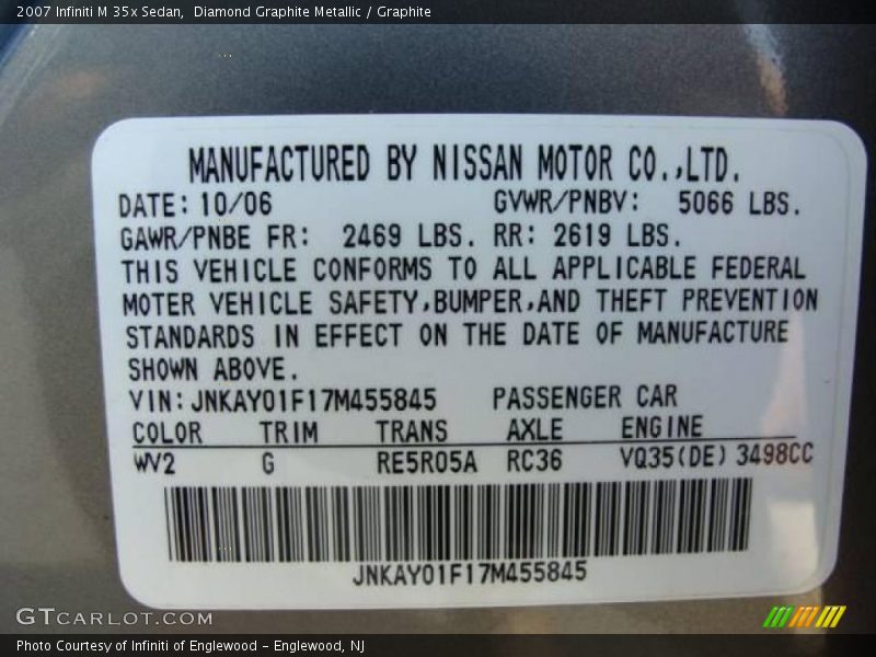 Diamond Graphite Metallic / Graphite 2007 Infiniti M 35x Sedan