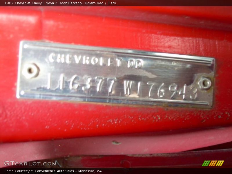 Bolero Red / Black 1967 Chevrolet Chevy II Nova 2 Door Hardtop