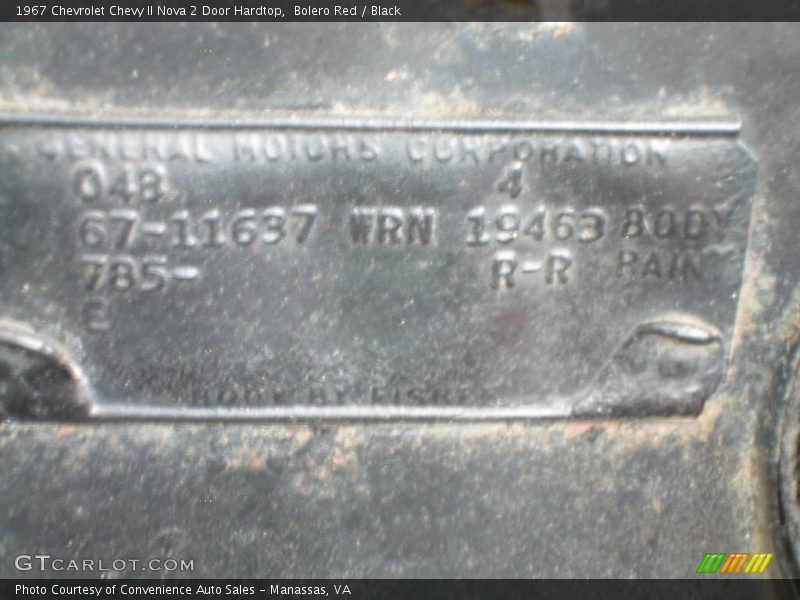 Bolero Red / Black 1967 Chevrolet Chevy II Nova 2 Door Hardtop