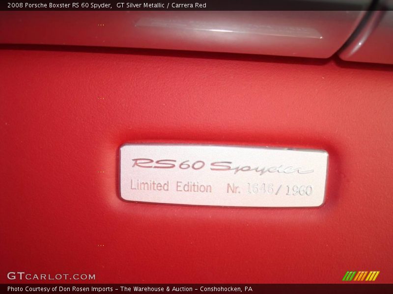 GT Silver Metallic / Carrera Red 2008 Porsche Boxster RS 60 Spyder
