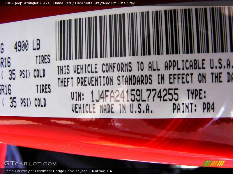 Flame Red / Dark Slate Gray/Medium Slate Gray 2009 Jeep Wrangler X 4x4