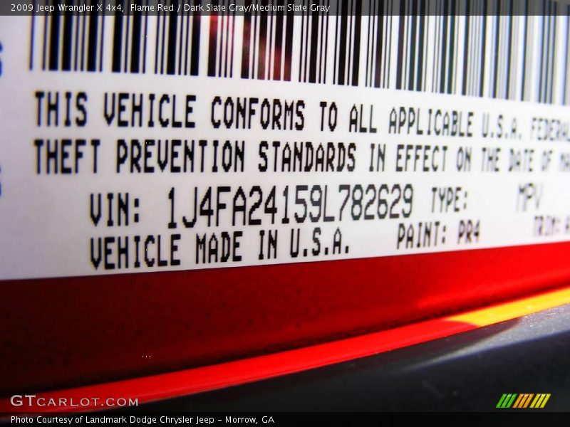Flame Red / Dark Slate Gray/Medium Slate Gray 2009 Jeep Wrangler X 4x4
