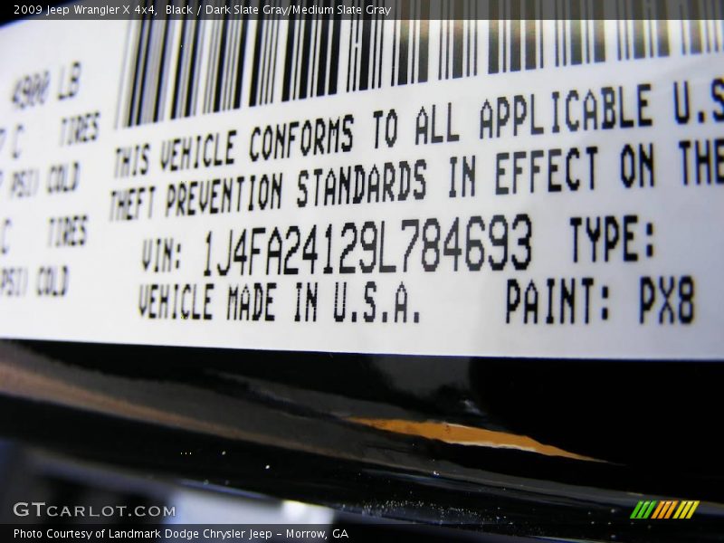 Black / Dark Slate Gray/Medium Slate Gray 2009 Jeep Wrangler X 4x4