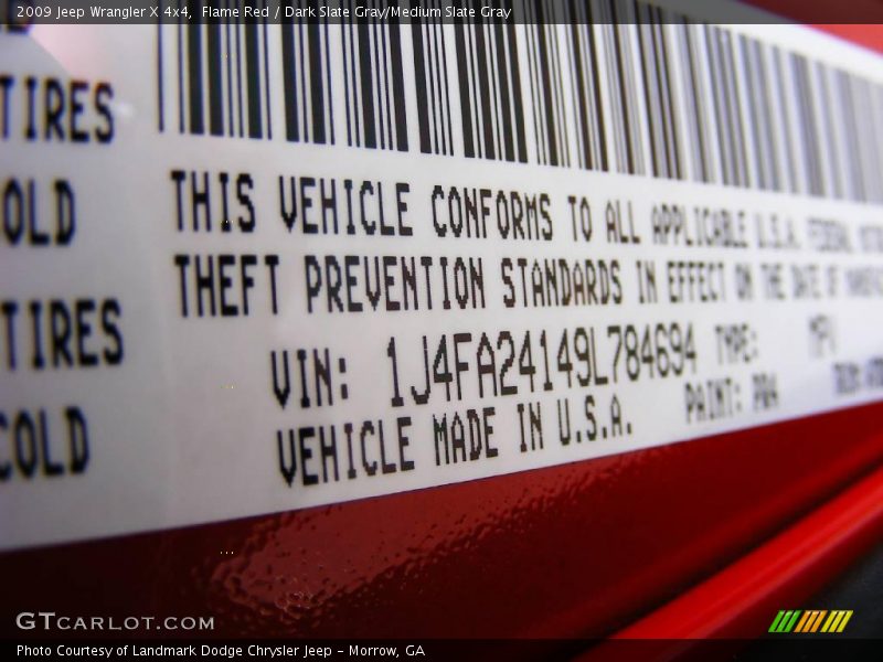 Flame Red / Dark Slate Gray/Medium Slate Gray 2009 Jeep Wrangler X 4x4